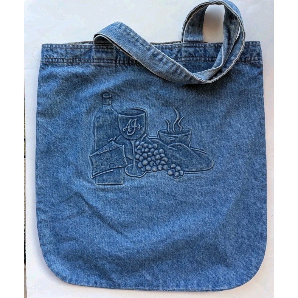 Vintage Denim Tote Large Shopping Travel Bag Blue